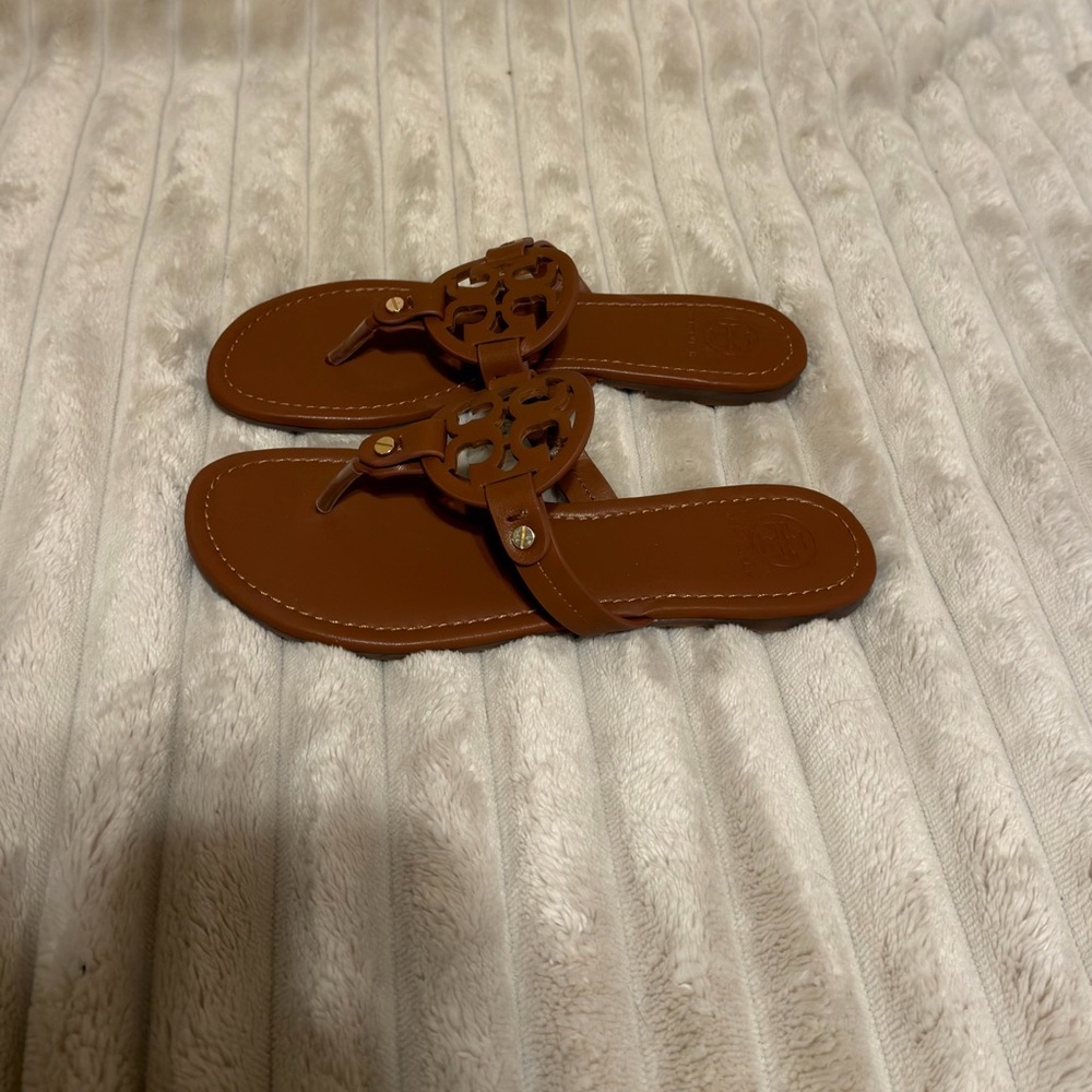 Tory Burch Miller Sandal Brown / Gold Women’s Size 7 / 8 / 9 - Picture 3 of 5